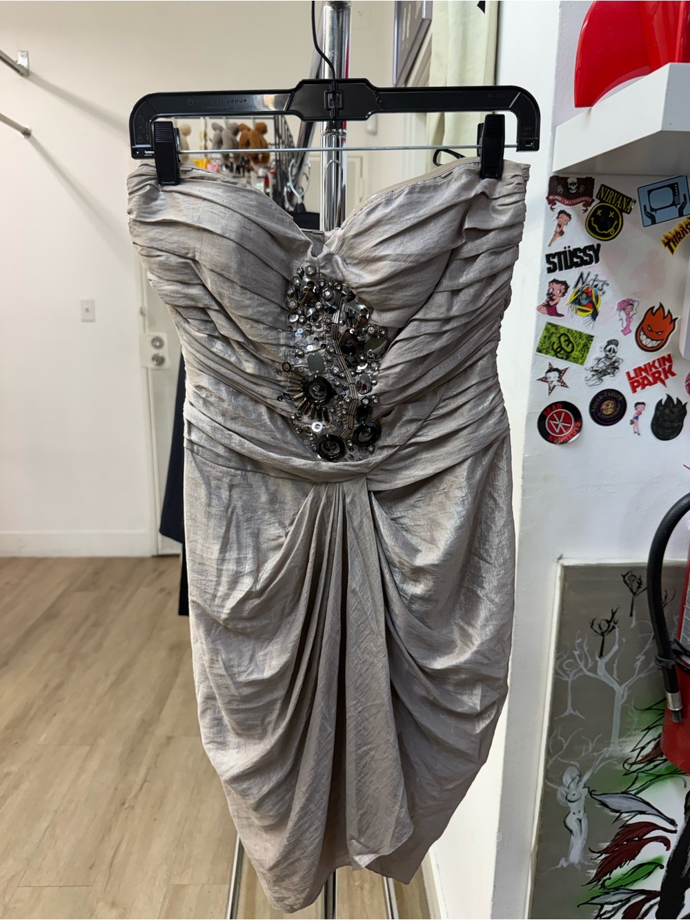 Bebe Strapless Cocktail Mini Dress Sz S
